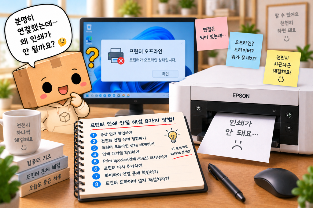 프린터 인쇄 안됨 윈도우11 프린터 오프라인 해결 방법