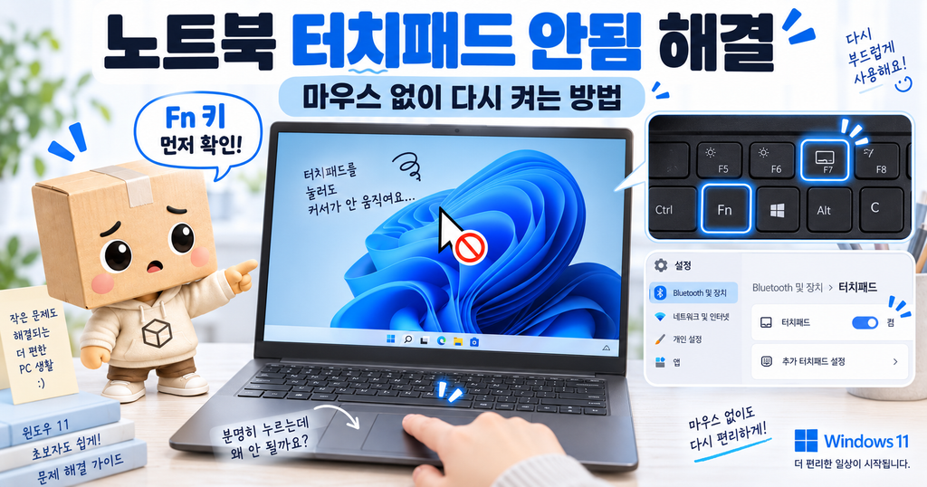 노트북 터치패드 안됨 마우스패드 먹통 마우스 없이 다시 켜는 방법