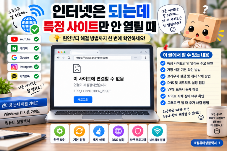 인터넷은 정상인데 특정 사이트만 안 열릴 때 PC 문제인지 사이트 문제인지 확인하는 방법