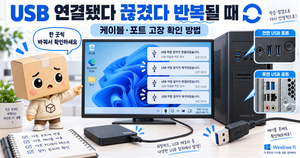 USB 연결됐다 끊겼다 반복 인식 끊김 케이블 포트 고장 확인 방법