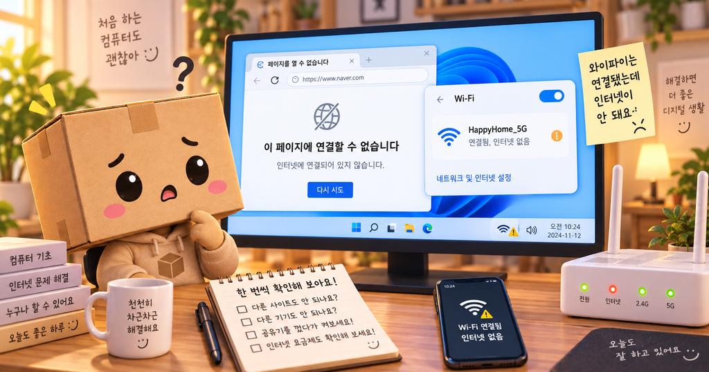 와이파이는 연결됐는데 인터넷이 안 될 때 윈도우11 인터넷 없음 해결 방법