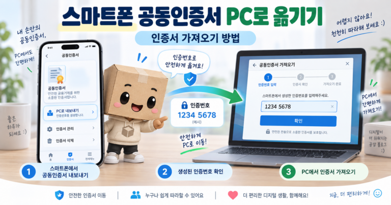 공동인증서 스마트폰에서 PC로 옮기기