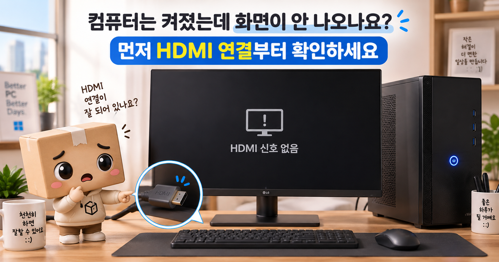 HDMI 모니터 신호없음 컴퓨터는 켜지는데 화면 안 나올 때