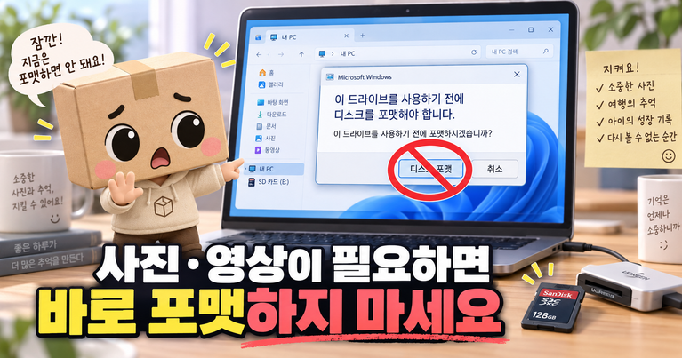 SD카드 포맷하라고 뜰 때 사진 영상 있으면 포맷하지 않는 방법