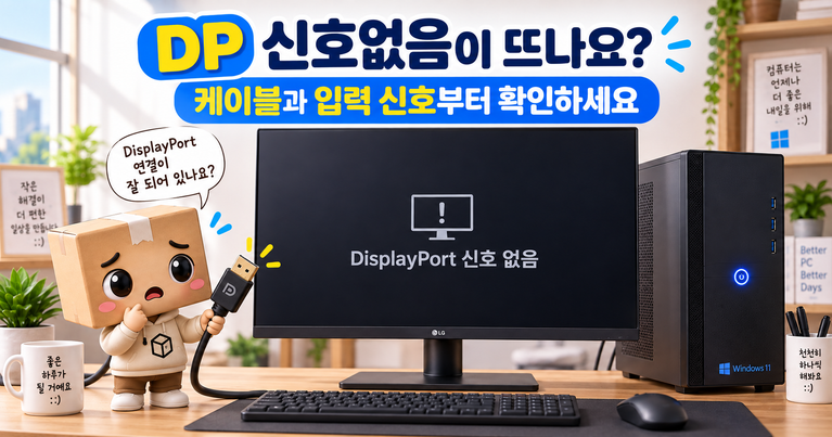 DisplayPort DP 모니터 신호없음 컴퓨터 켜지는데 화면 안 나올 때
