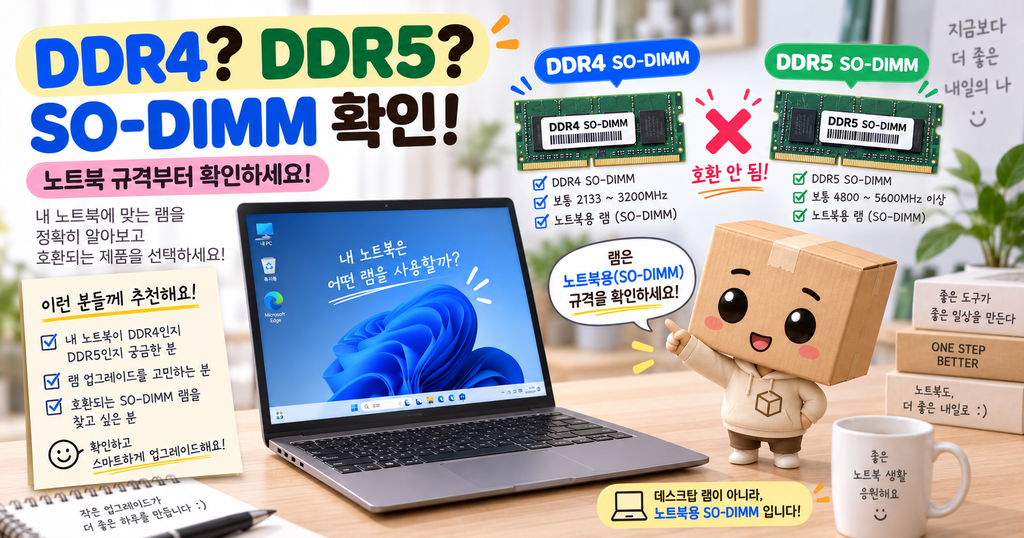 노트북 DDR4 DDR5 확인 방법 SO-DIMM 램 종류 확인