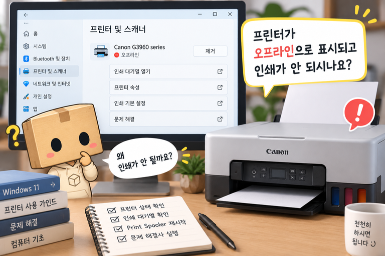 Print Spooler 재시작 프린터 인쇄 작업 멈췄을 때 해결 방법