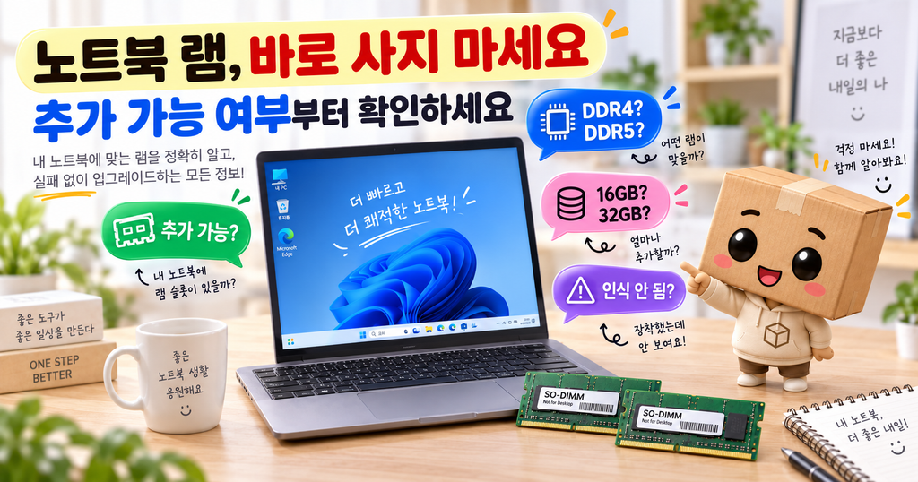노트북 램 추가 가능 여부 DDR4 DDR5 어떤 램 사야 할까
