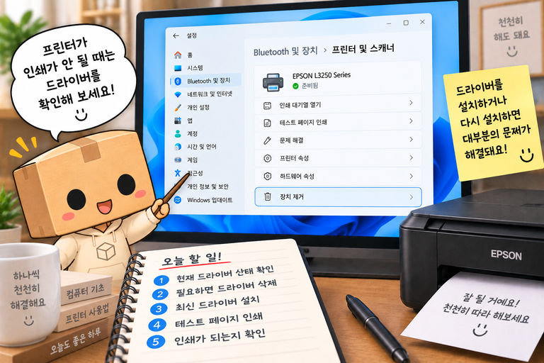 프린터 드라이버 설치 재설치 윈도우11 인쇄 안될 때 해결 방법