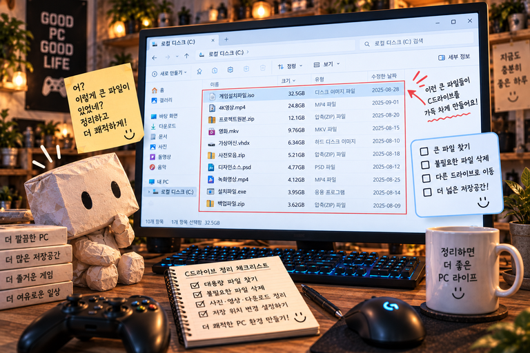 C드라이브 대용량 파일 찾기 사진 영상 다운로드 폴더 정리