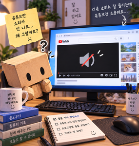 유튜브 소리 안날 때 윈도우11 볼륨 믹서에서 프로그램 소리 확인