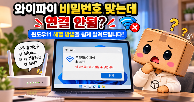 와이파이 비밀번호가 맞는데 이 네트워크에 연결할 수 없습니다 오류가 뜨는 상황