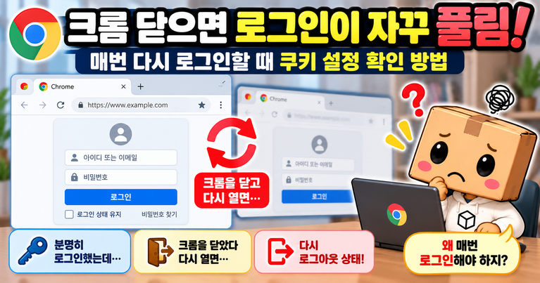 크롬을 다시 열 때마다 사이트 로그인을 반복하는 상황